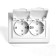 2-seater s/s outlet with a lid, Stekker series Erna, PST16-9015-01, White