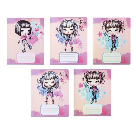 Notebook 12 sheets in the Pretty Girl line, cover coated paper, VD-clus, block No. 2 (gray sheets), mix