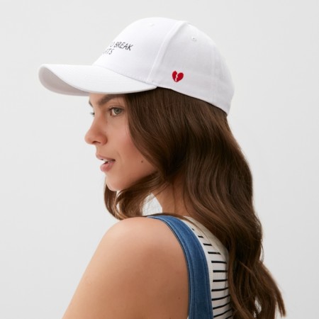 Women's cap with embroidery Mist Hearts, White, p. 56-58-1