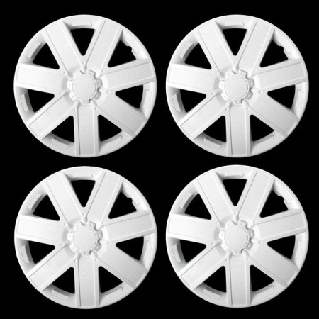 Wheel caps R14 "Galaxi", white gloss carbonate, set 4 pcs