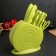 A set of kitchen knives on a stand, 8 knives, knife, scissors, green color