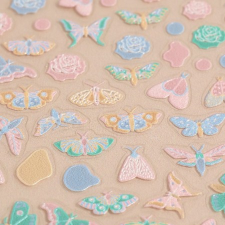 Nail stickers "Butterflies and flowers", voluminous, multi -colored-2