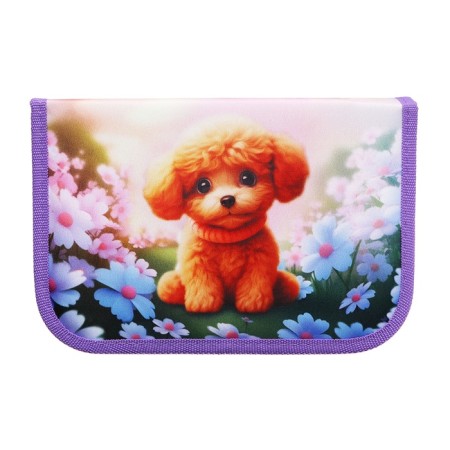 Penal 3 sections, tab inside, 140 x 210 x 40 mm, fabric, calligrata top block "Cute fluffy"-1
