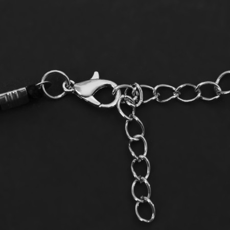 Choker “double” with a thread, heart, white-black color in silver, l = 32 cm-1