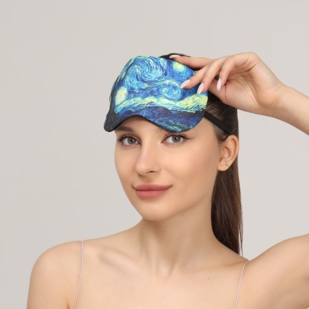 Mask for sleeping with gel liner "Van Gogh", 19 × 10 cm, elastic band is single, the color is blue-1