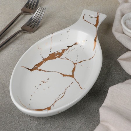 Porcelain dish for the supply "Marbl", 25.2 × 12.7 × 3 cm, white color