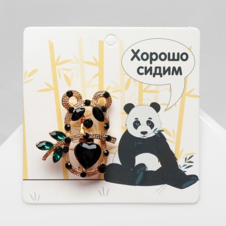 Brooch "Pandochka" contour, black-green color in gold