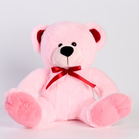 Soft toy "Bear" with a bow, 40 cm, light pink color