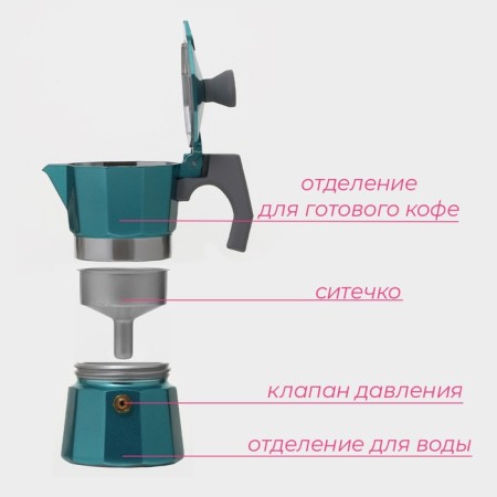 Azure geyser shade coffee maker, 1 cup, 50 ml, turquoise color-2