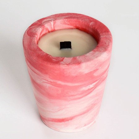 Candle - Aromatic cylinder in concrete, 8x9 cm, white, coconut-2