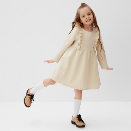 Платье для девочки с рюшей KAFTAN "Basic line", размер 32 (110-116), цвет кремовый-6