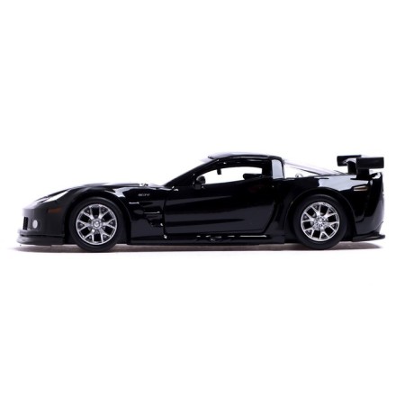 Metal machine Chevrolet Corvette C6-R, 1:32, doors, inertia, black color open-1