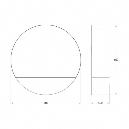 Mirror with a metal shelf, EvoForm, 60x60 cm, black color-1