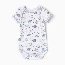 Body baby with short sleeve, white color/elephants, height 68