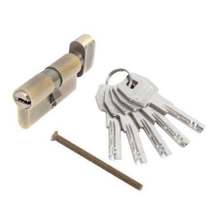 Cylinder mechanism Max Standard, 60 mm (30x30V), 5 keys, key/turntable, ancient bronze 106639