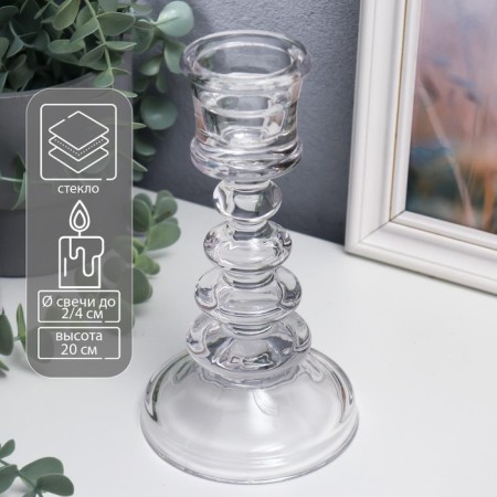 Glass of glass per 1 candle "smooth lines" transparent 20x11x11 cm