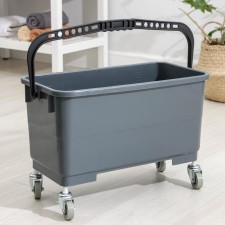 A plastic bucket for washing windows on wheels, 24 liters, 56 × 29 × 34 cm