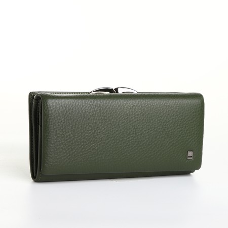 Women's wallet on magnet, green color