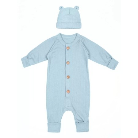 Children's overalls with a fashion cap, height 68 cm, blue color