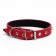 Leather collar on synthetic winterizer "Hedgehog", 56 x 2.5 cm, Osh 35-45 cm, red