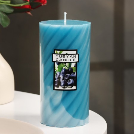 Candle-cylinder aromatic twisted "blueberries", 7.5x15 cm-2