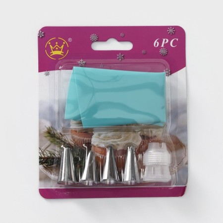 Confectionery set, 6 items: adapter, bag, 4 nozzles 1.7 × 3 cm-5