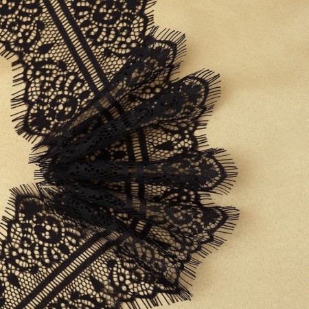 Lace cilia, 105 mm × 9 ± 0.5 m, in Bobin 3 pcs 3 m, black color