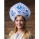 Kokoshnik "Flowers", White Atlas