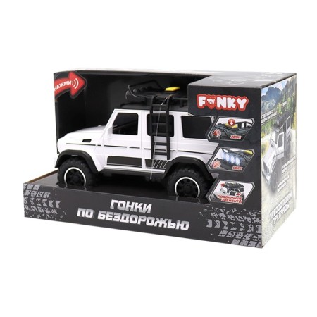 Friction Funky Toys machine "Racing on off -road. SUV ", opening doors, with light and sound, 23 cm, white color-3