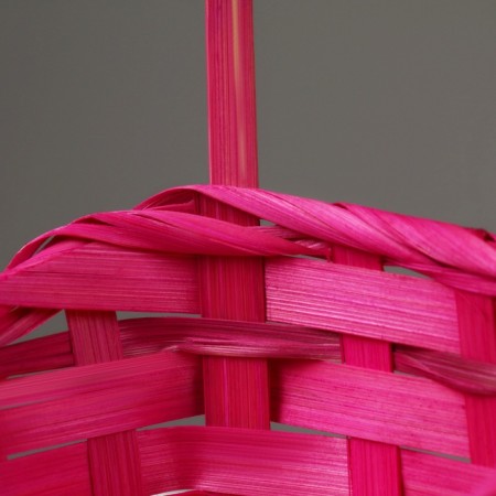 Wicker basket, D14 x 13 x H6.5 x 11 x 20 cm, pink, bamboo-2