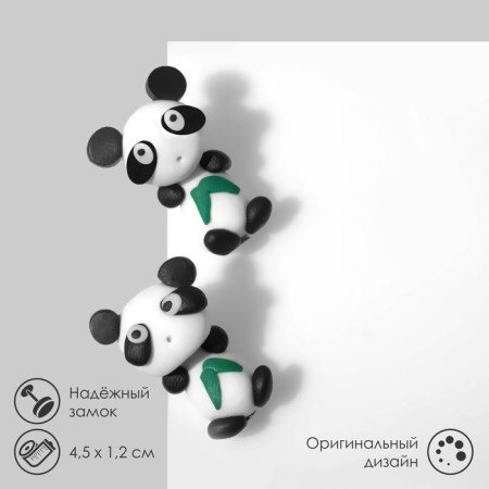 Earrings "Panda", black and white color