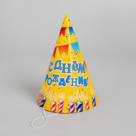 Paper cap “Happy Birthday”, candles and garlands, set of 6 pcs.-1