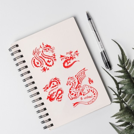 Plastic stencil "Eastern Dragons" 13x13 cm-2