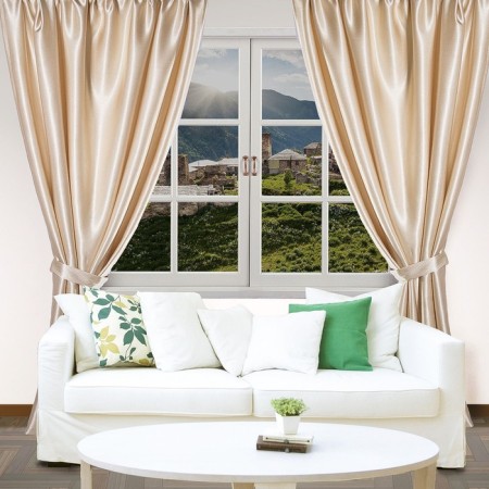 Curtain curtain "Ethel" width 135 cm, height 250 cm, color light beige, glossy