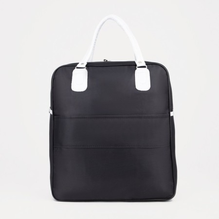 Road bag with lightning, external pocket, suitcase holder, black/white color-1