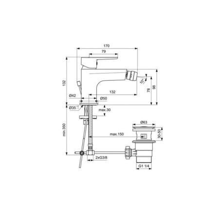 Mixer for Ideal Standard Cerafine BC498AA, single -leaf, pour 132 mm, chrome-1