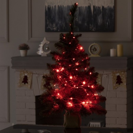 Garland "thread" 10 m Rosa, IP20, silver thread, 100 LED, remote control, glow RGB, USB-1