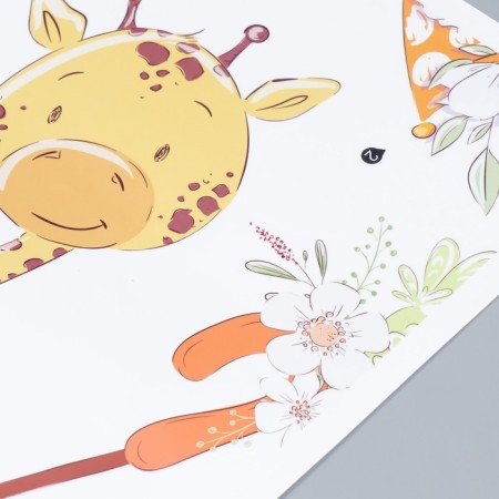 Sticker Plastic Interior Color "Girafics in an umbrella with flowers" 30x60 cm-2