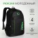 Youth backpack with a zipper, 4 pockets, black/green color
