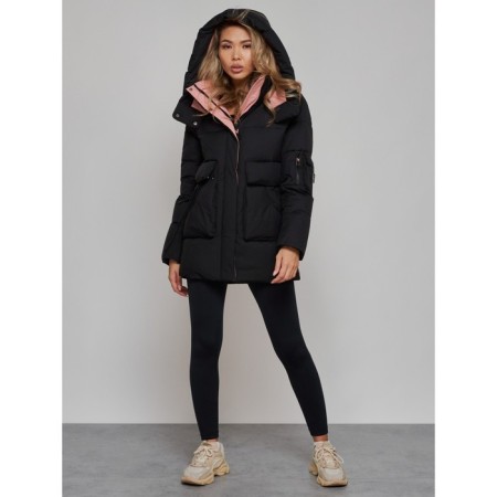 Winter jacket female, size 50, black color-4