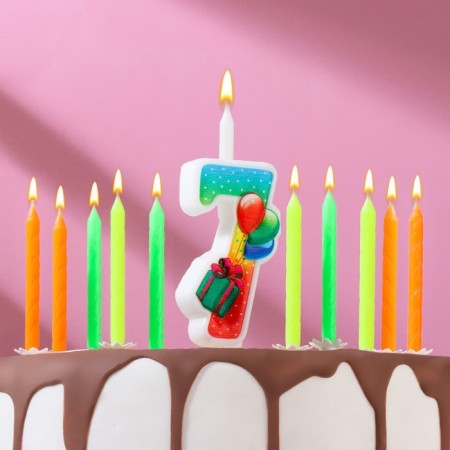 Set of candles number "7" + classic, 10 cm