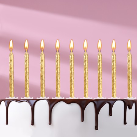 Candles in the cake "Spiral", 6 cm, gold, set 10 pcs-5
