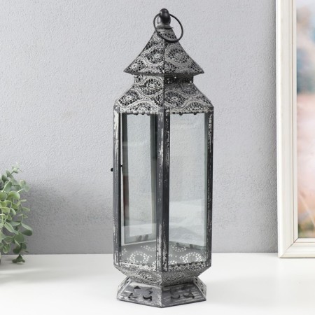 Climber Metal Lantern "Pyramid. Patterns" 17x17x42 cm-3