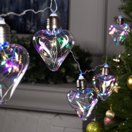 Garland “thread” 3 m with nozzles “heart bulbs”, ip20, transparent thread, 80 LED, glow of multi, 8 modes, 220 V