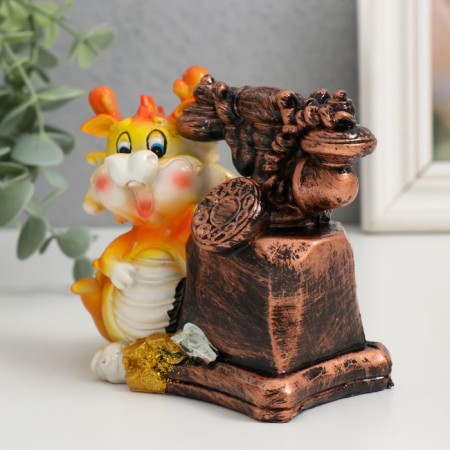 Piggy bank Polystone "Fiery Dragon with Retrotelephone" MIX 11x7x10.5 cm-4