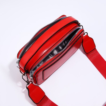 Bag Cross-Bodi with a zipper, red color-6