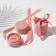 Case of Korean velvet for earrings/ring "Surprise" 5.8 × 5.3 cm, light pink color