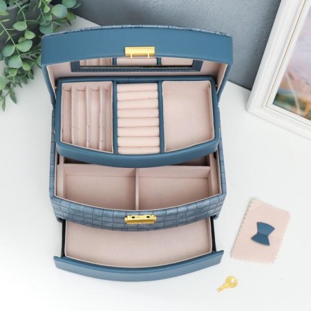 Casket to the leatherette for decorations chest "Blue python" Combined 13x15x21.5 cm-2