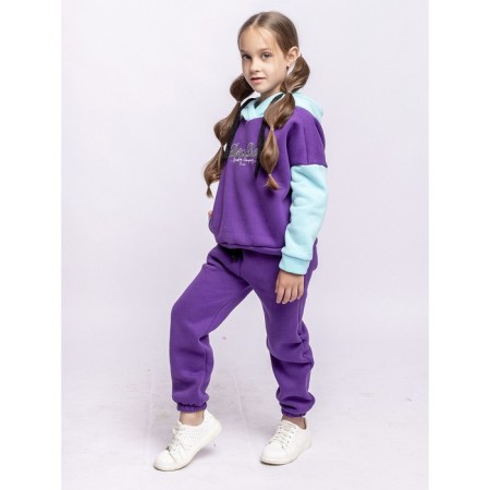 Set: Huds and Pants "College", height 98 cm, purple color-3