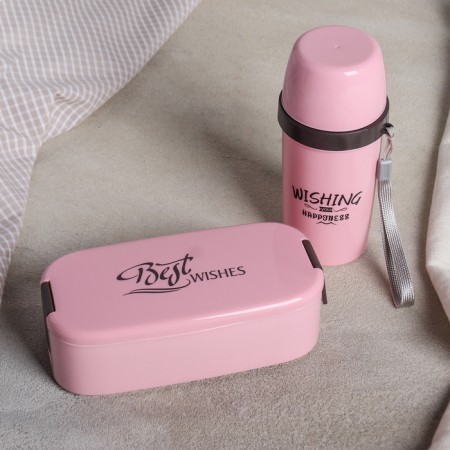Set 2 items: lunch box, bottle, table device, color mix